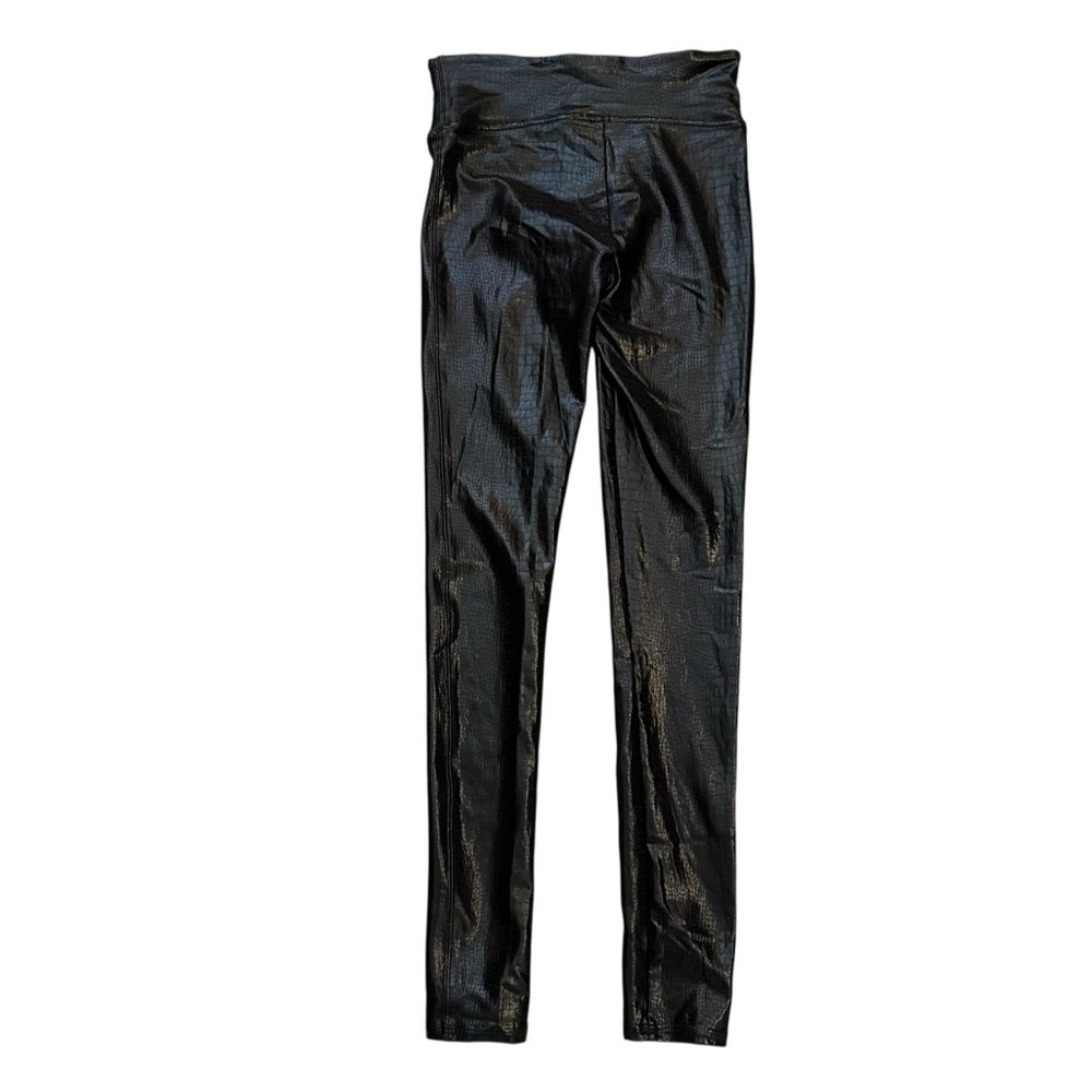 Spanx Faux Leather Croc Shine Leggings Skinny Grunge Fall Brown Size Small - Picture 3 of 5